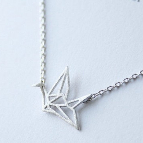 Tiny Origami Crane necklace wedding bridal jewelry Necklace women,Origami Crane Necklace