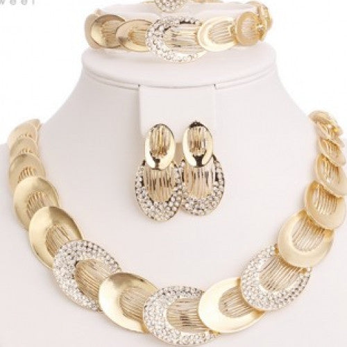 Bridal Accessories Necklace Set Fashion CZ Crystal Rhinestone Pendant Costume - Jewelry Sets For Women Gold Plated Wedding Party